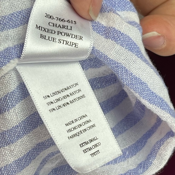 Rails size XS Charli linen blend button down shirt mixed powder blue stripes - Picture 6 of 6